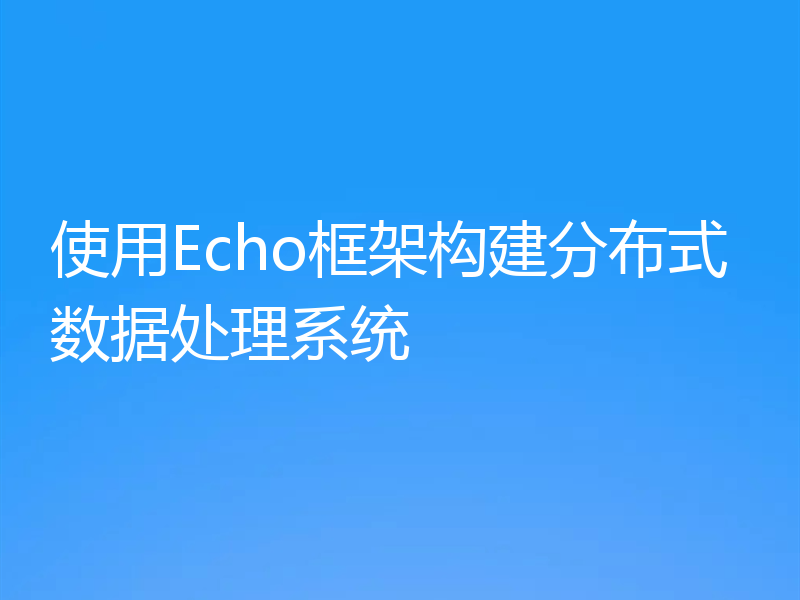 使用Echo框架构建分布式数据处理系统