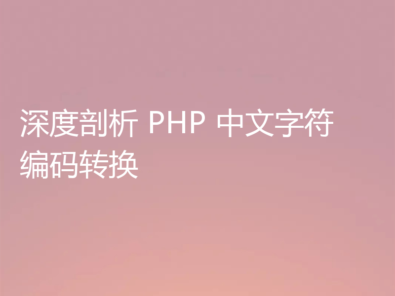 深度剖析 PHP 中文字符编码转换