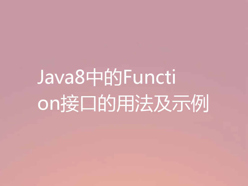 Java8中的Function接口的用法及示例