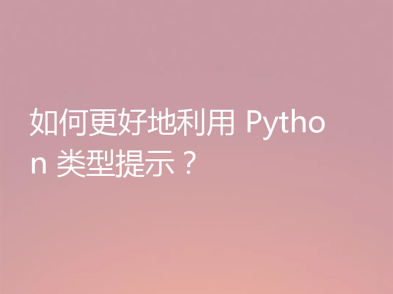 如何更好地利用 Python 类型提示？