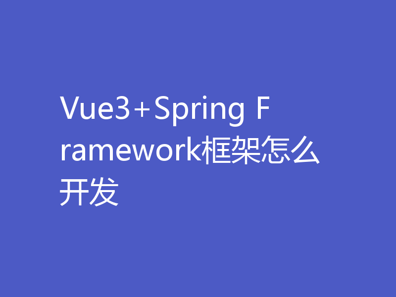 Vue3+Spring Framework框架怎么开发