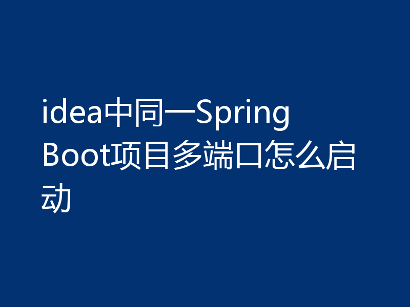 idea中同一SpringBoot项目多端口怎么启动