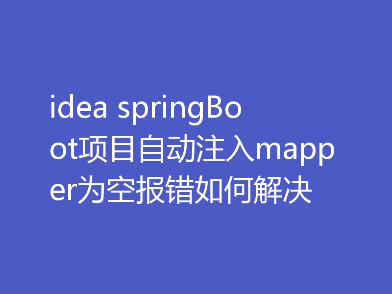 idea springBoot项目自动注入mapper为空报错如何解决