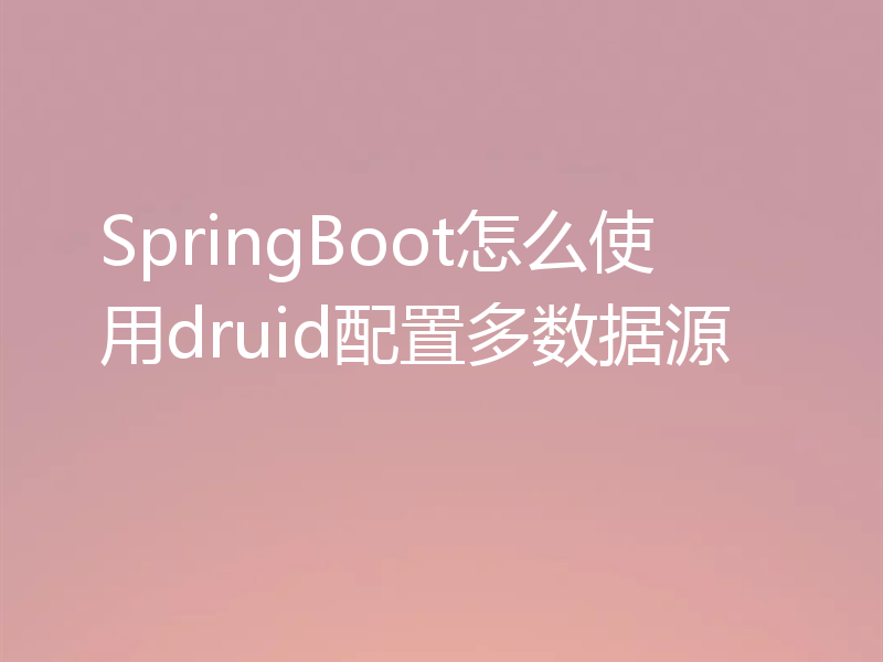 SpringBoot怎么使用druid配置多数据源