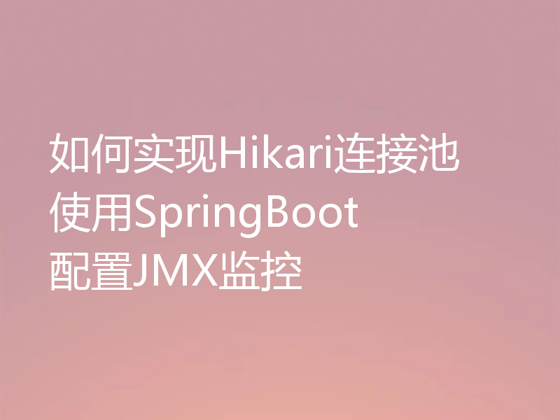 如何实现Hikari连接池使用SpringBoot配置JMX监控