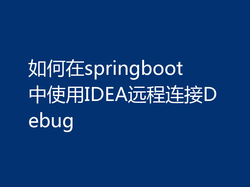 如何在springboot中使用IDEA远程连接Debug