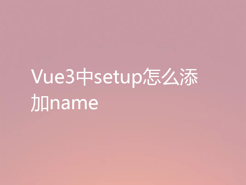 Vue3中setup怎么添加name