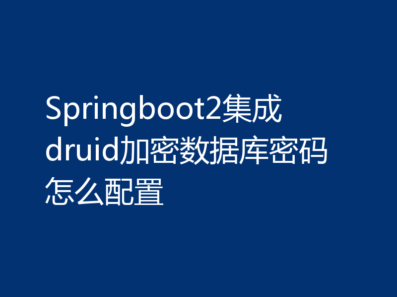 Springboot2集成druid加密数据库密码怎么配置