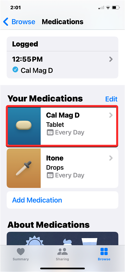 如何在iPhone上的健康应用程序中查看您的用药日志历史记录