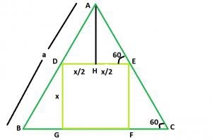 在一个等边三角形内切的最大正方形是多大？