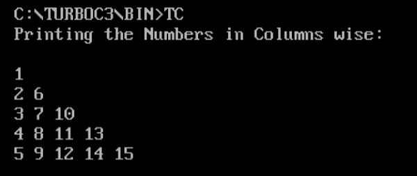 在C语言中编写一个按列打印数字的程序