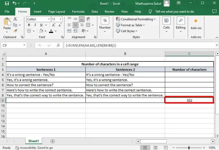 如何在Microsoft Excel中计算字符