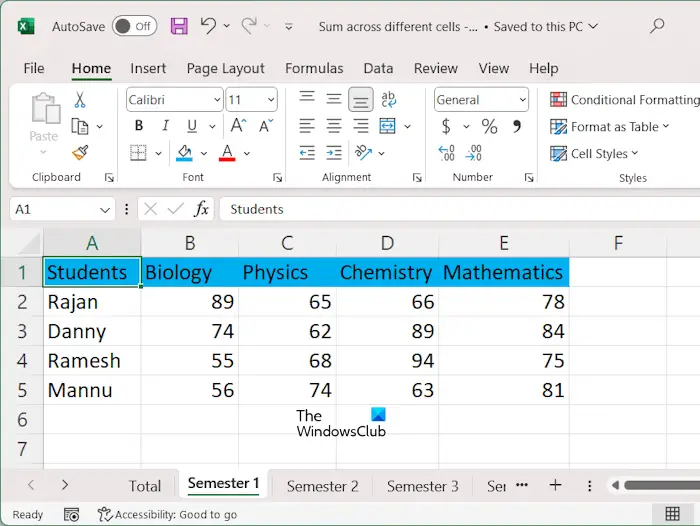 如何在Excel中对多个工作表中的单元格求和