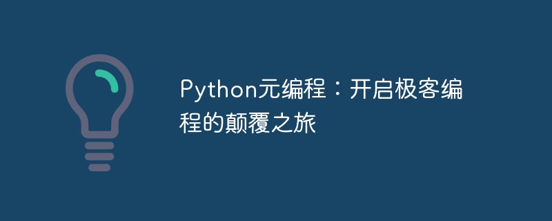 Python元编程：开启极客编程的颠覆之旅