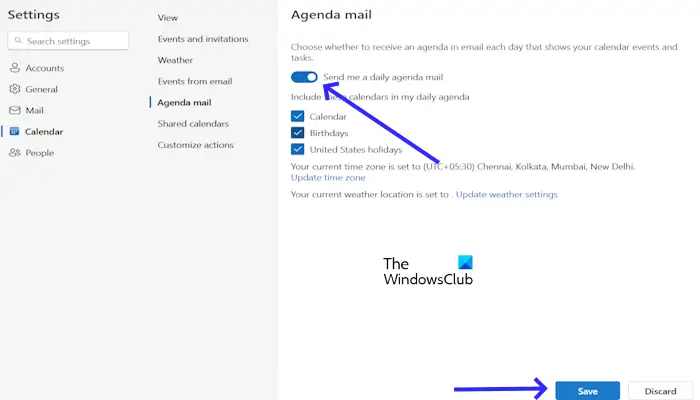 使Outlook应用程序为您发送每日议程邮件
