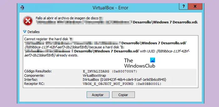 VBOX_E_OBJECT_NOT_FOUND(0x80bb0001)VirtualBox错误