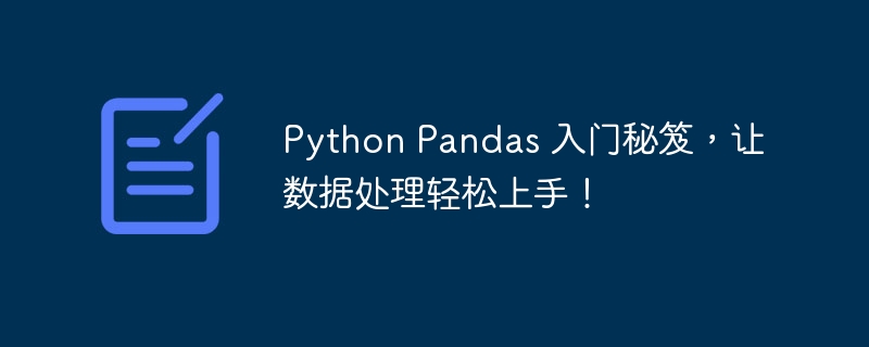 Python Pandas 入门秘笈，让数据处理轻松上手！