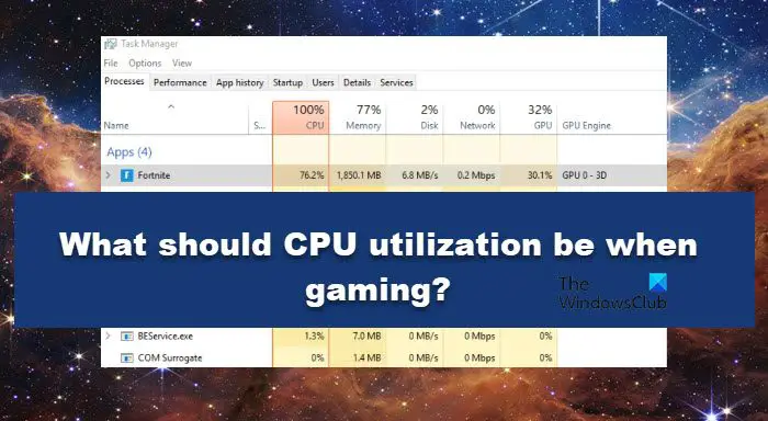 在游戏时，CPU利用率应该是多少？