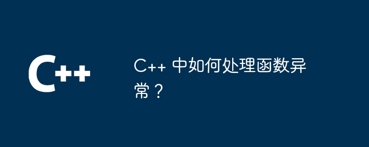 C++ 中如何处理函数异常？