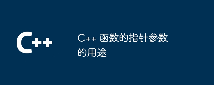 C++ 函数的指针参数的用途