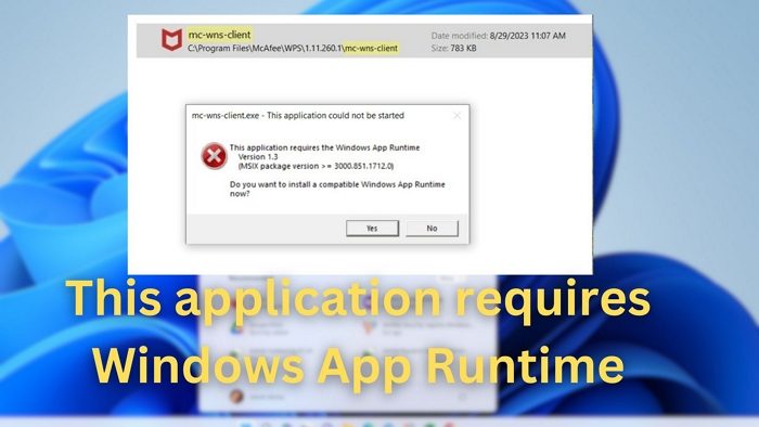 此应用程序需要安装Windows应用运行时