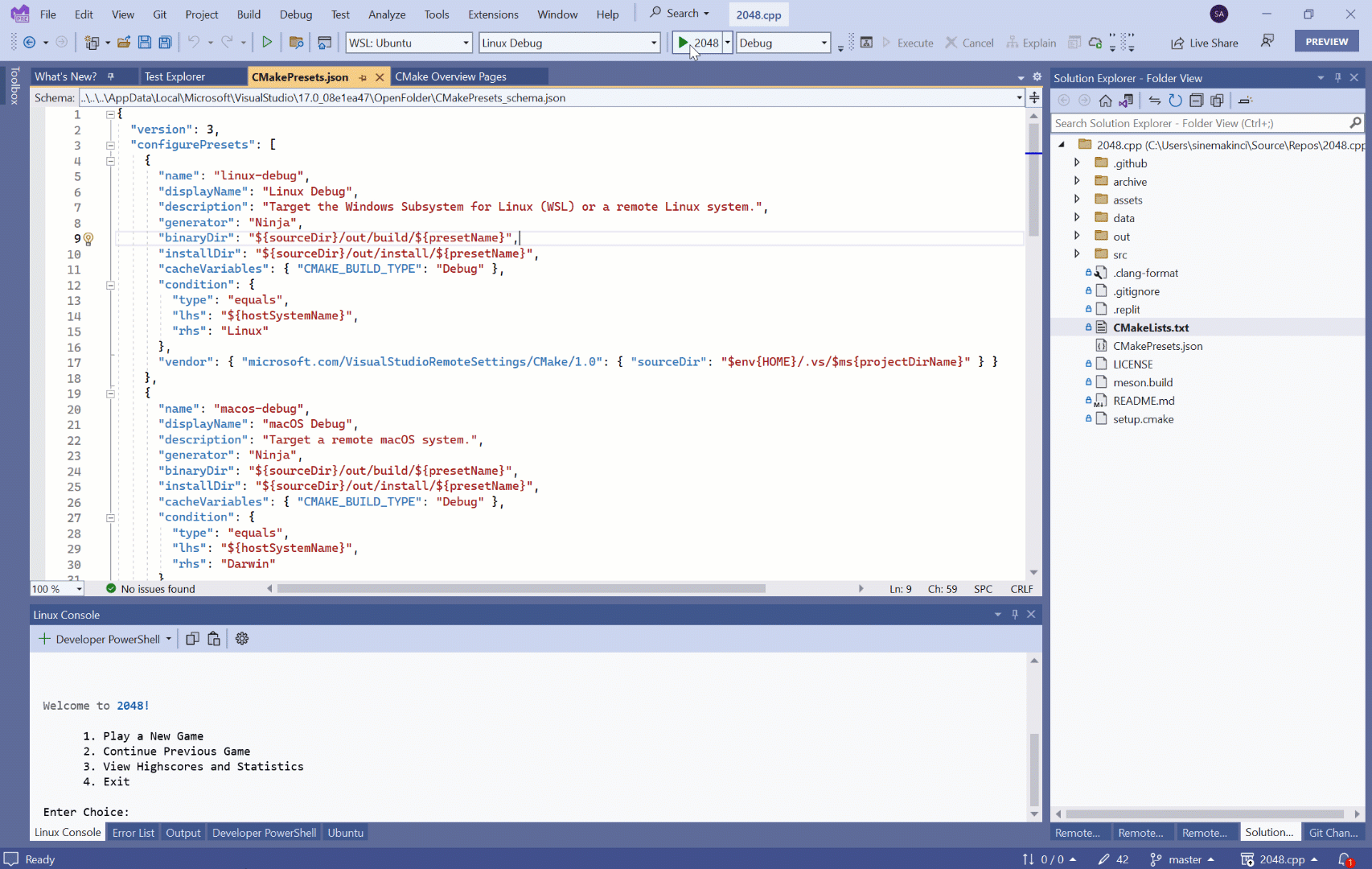 使用 Visual Studio 内置终端来调试 Linux 下的 C++ 控制台程序