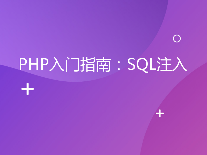 PHP入门指南：SQL注入