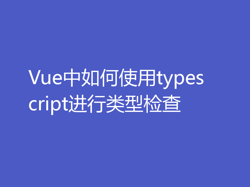 Vue中如何使用typescript进行类型检查