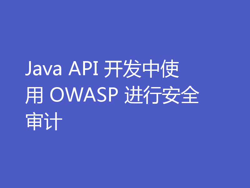 Java API 开发中使用 OWASP 进行安全审计