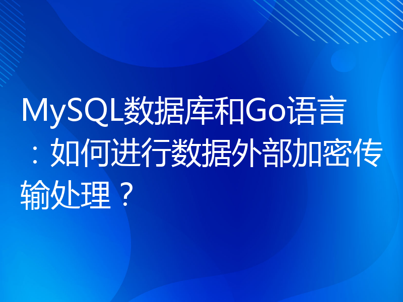 MySQL数据库和Go语言：如何进行数据外部加密传输处理？