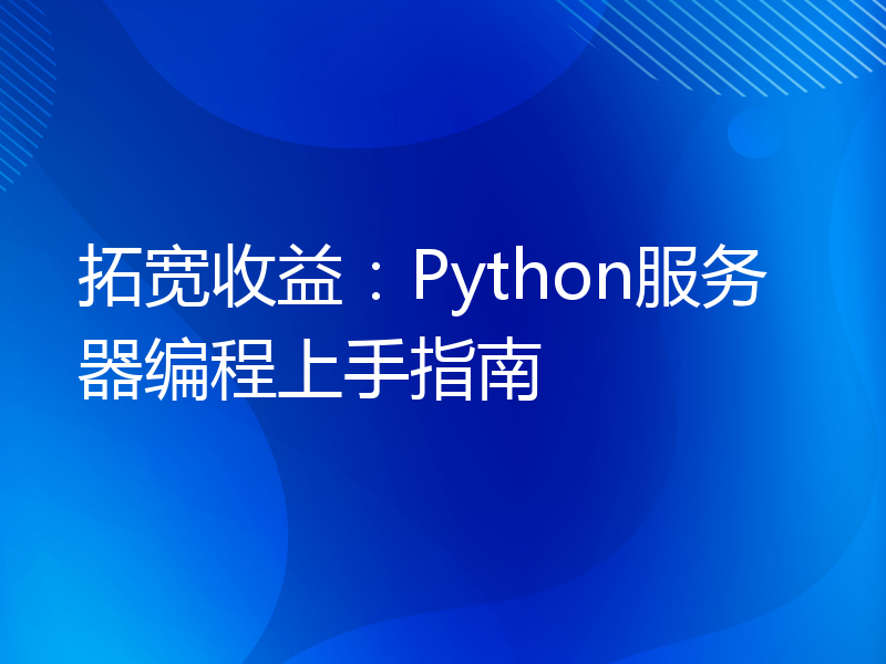 拓宽收益：Python服务器编程上手指南