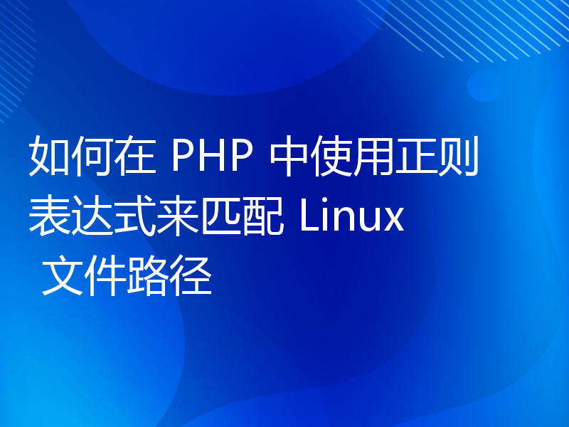 如何在 PHP 中使用正则表达式来匹配 Linux 文件路径