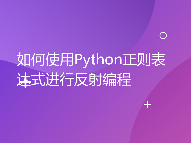 如何使用Python正则表达式进行反射编程