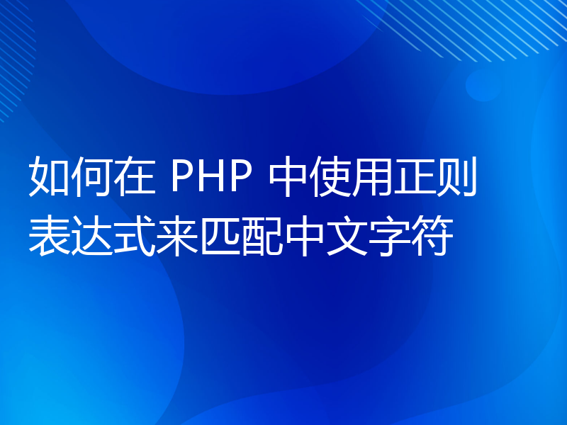 如何在 PHP 中使用正则表达式来匹配中文字符