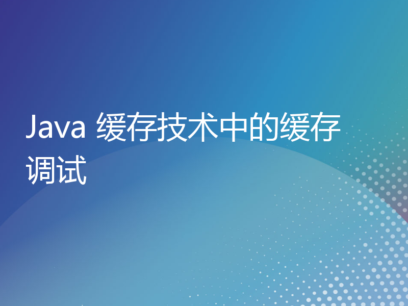 Java 缓存技术中的缓存调试