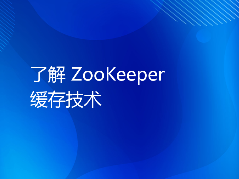 了解 ZooKeeper 缓存技术