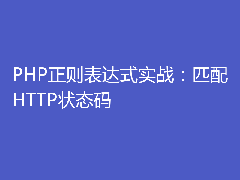 PHP正则表达式实战：匹配HTTP状态码