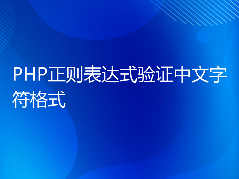 PHP正则表达式验证中文字符格式