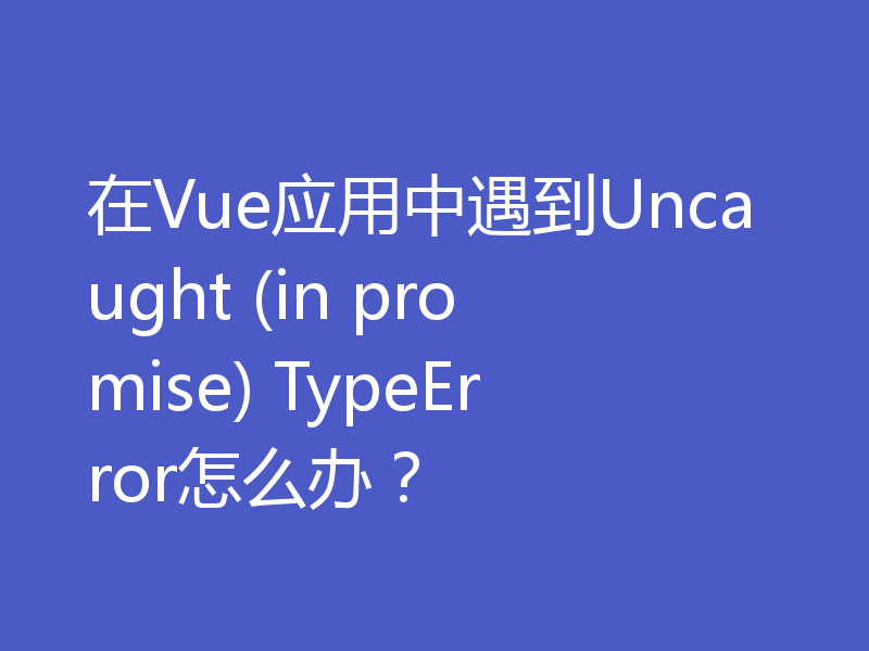 在Vue应用中遇到Uncaught (in promise) TypeError怎么办？