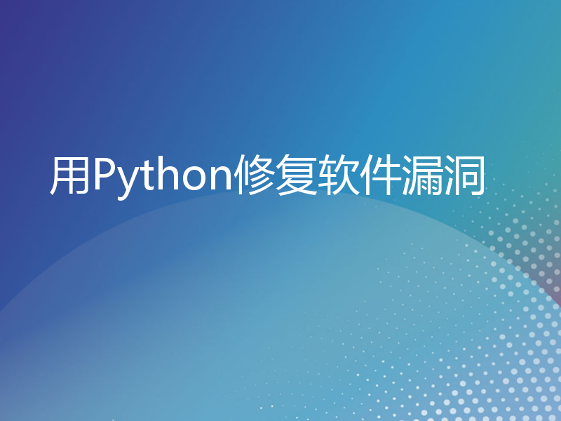 用Python修复软件漏洞