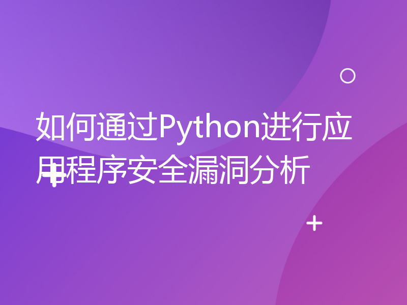 如何通过Python进行应用程序安全漏洞分析