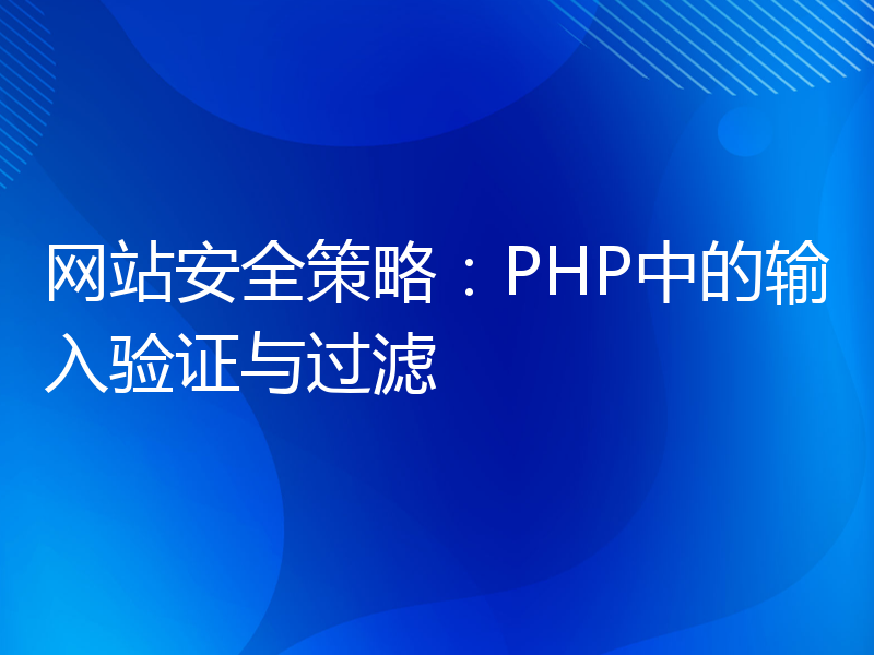 网站安全策略：PHP中的输入验证与过滤