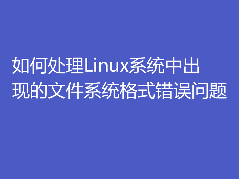 如何处理Linux系统中出现的文件系统格式错误问题