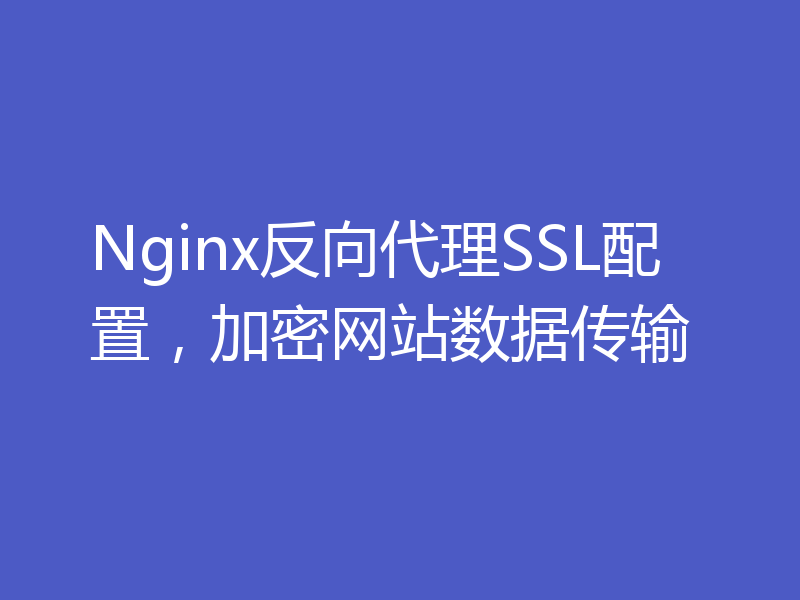 Nginx反向代理SSL配置，加密网站数据传输