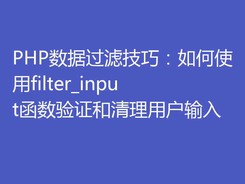 PHP数据过滤技巧：如何使用filter_input函数验证和清理用户输入