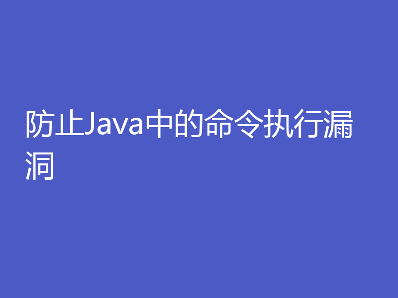 防止Java中的命令执行漏洞