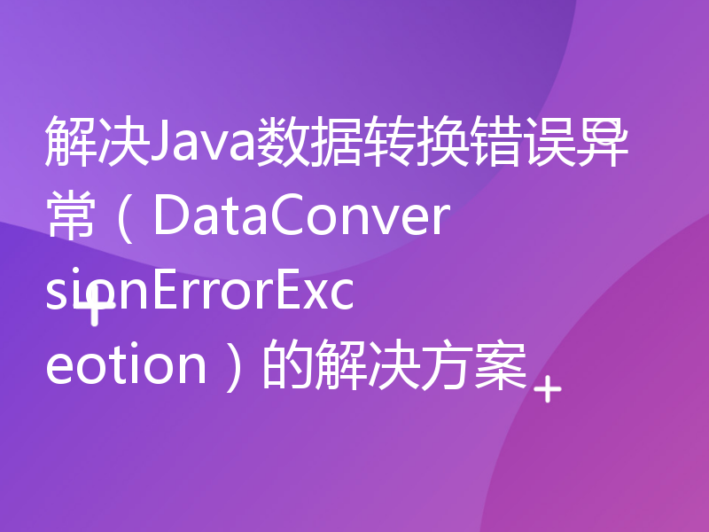 解决Java数据转换错误异常（DataConversionErrorExceotion）的解决方案