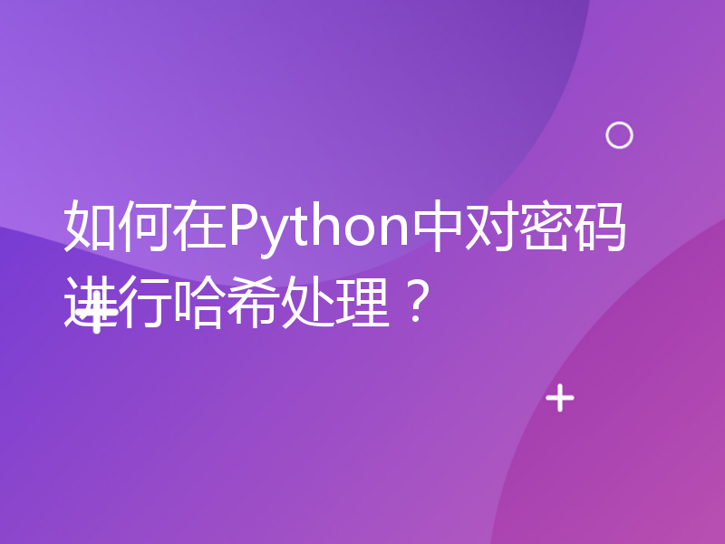 如何在Python中对密码进行哈希处理？