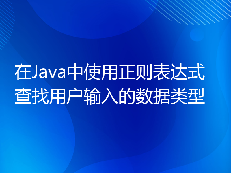 在Java中使用正则表达式查找用户输入的数据类型