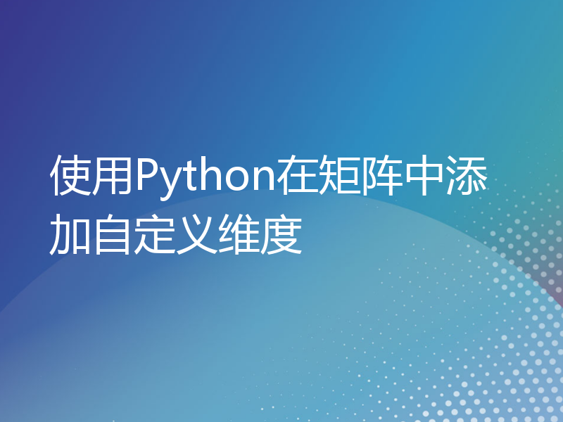 使用Python在矩阵中添加自定义维度